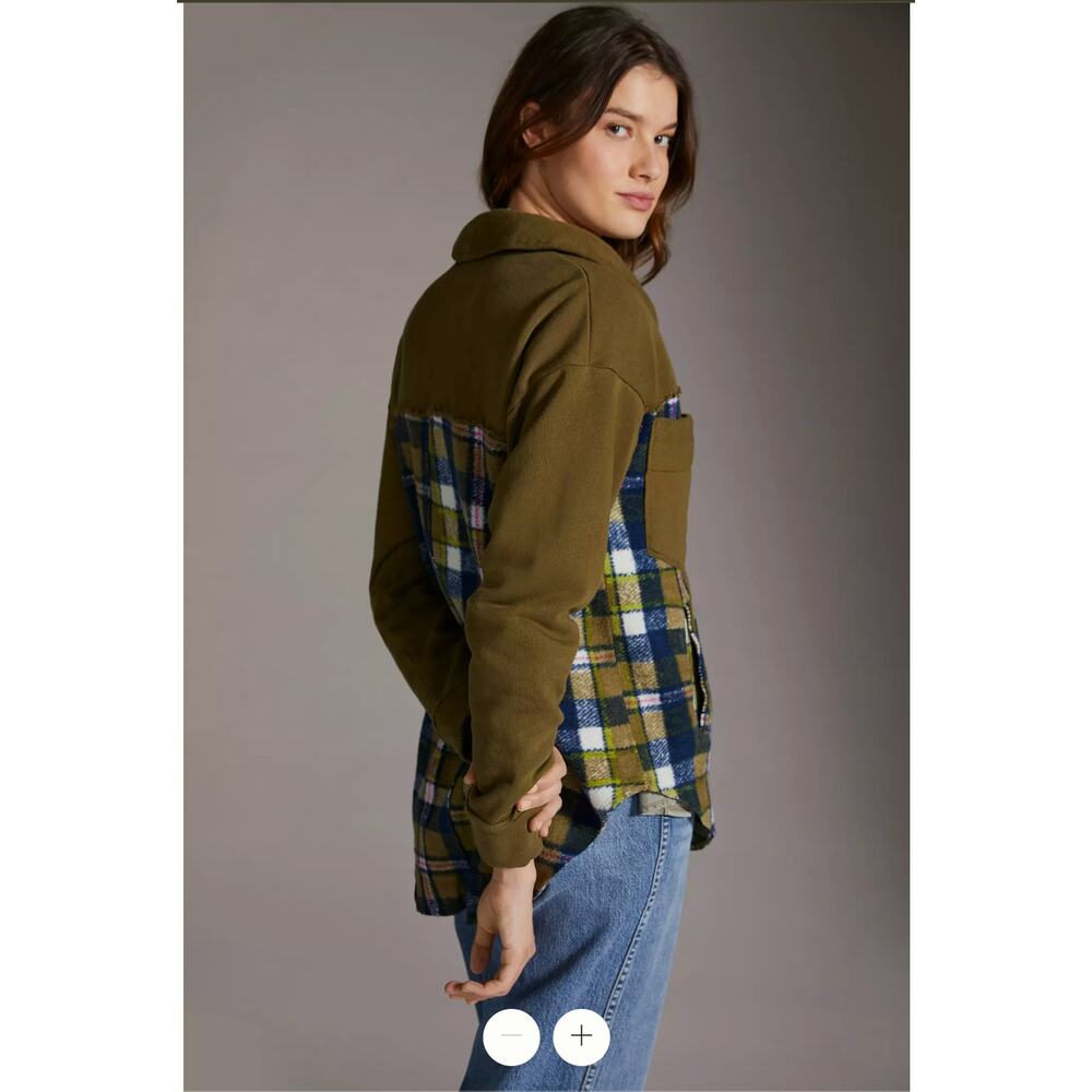 ANTHROPOLOGIE Pilcro Plaid Contrast Shirt Jacket // XS - Picture 12 of 14